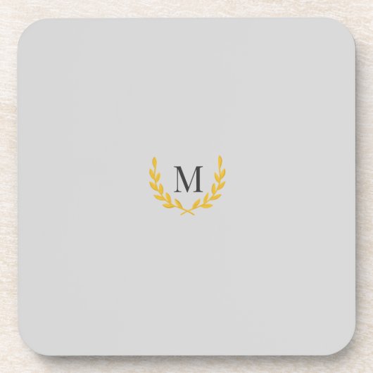 Elegant Equestrian Gold Wreath Monogram Wedding コースター (正面)