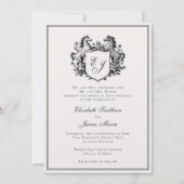 Elegant Equestrian Horse Monogram Crest Wedding 招待状 (正面)