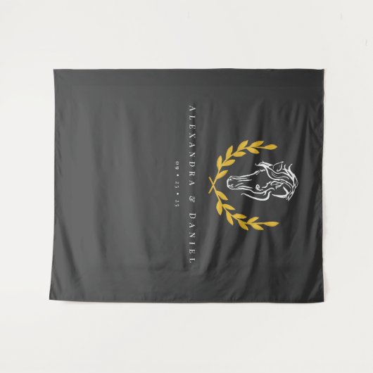 Elegant Equestrian Wedding Backdrop Tapestry タペストリー (正面(横))