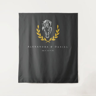 Elegant Equestrian Wedding Backdrop Tapestry タペストリー