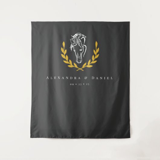 Elegant Equestrian Wedding Backdrop Tapestry タペストリー (正面)