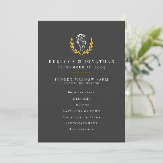 Elegant Equestrian Wedding Program 5x7 プログラム (スタンド正面)