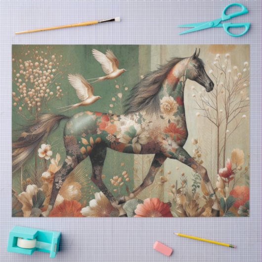 Elegant Equine, Horse, Decoupage, Tissue Paper 薄葉紙 (クラフト)