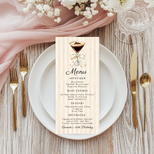 Elegant Espresso Martini Birthday Dinner Flat Menu メニュー