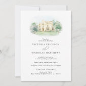 Elegant Estate | イラスト入りの結婚式ウィークエンド 招待状 (正面)