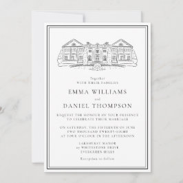 Elegant Estate Illustration Wedding Invitation 招待状