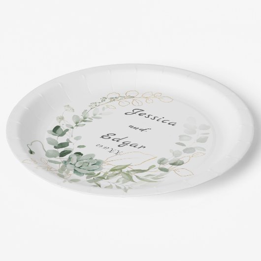  elegant eucalyptus ペーパープレート (アングル)