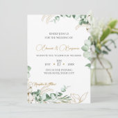 Elegant Eucalyptus and Gold Greenery Wedding 招待状 (スタンド正面)