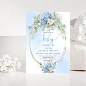 Elegant Eucalyptus Blue Baby Shower Invitation 招待状