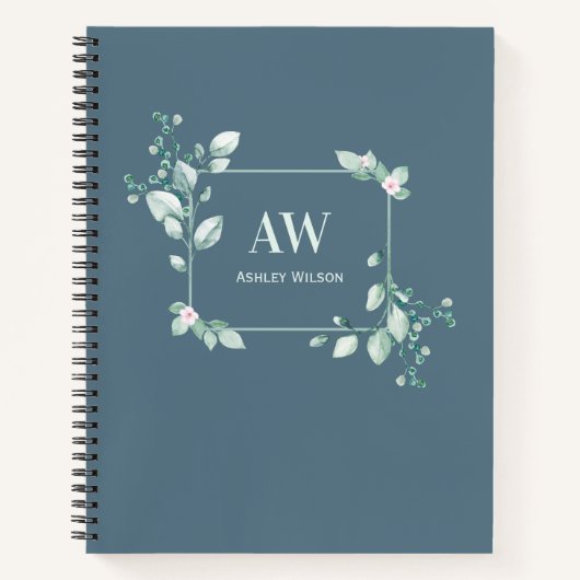 Elegant Eucalyptus Botanical Greenery Notebook ノートブック (正面)