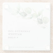 Elegant Eucalyptus Botanical Wedding ガラスコースター (裏面)