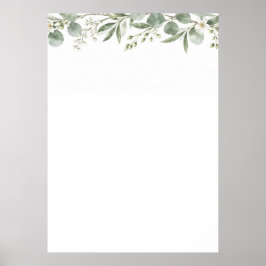 Elegant Eucalyptus Botanical Wedding Seating Chart ポスター
