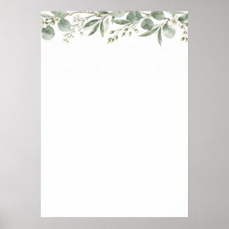 Elegant Eucalyptus Botanical Wedding Seating Chart ポスター