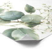 Elegant Eucalyptus Botanical Wedding Welcome Sign ポスター (角)