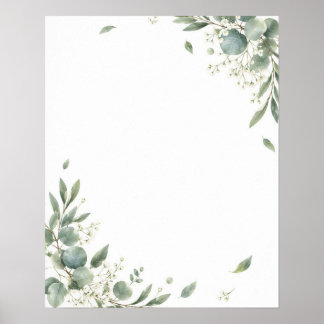 Elegant Eucalyptus Botanical Wedding Welcome Sign ポスター