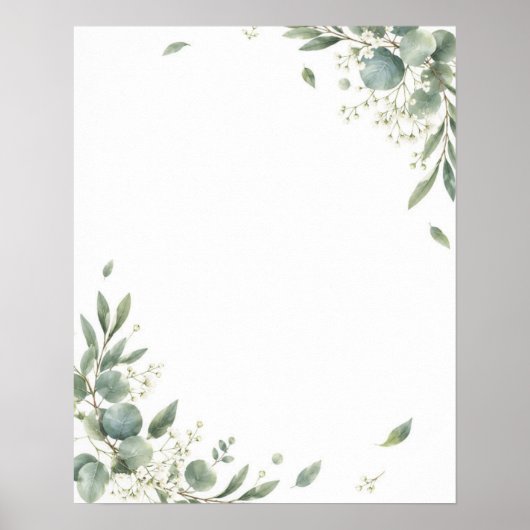 Elegant Eucalyptus Botanical Wedding Welcome Sign ポスター (正面)