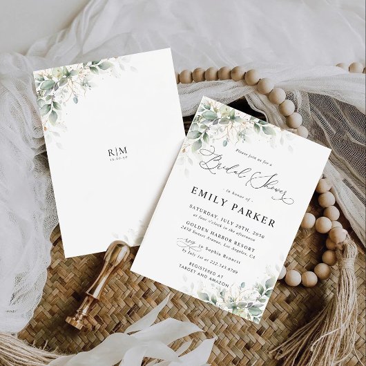 Elegant Eucalyptus Bridal Shower Invitation 招待状