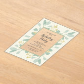 Elegant Eucalyptus Christmas Holiday アクリル招待状 (レイダウン)