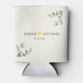 Elegant Eucalyptus Cream and yellow Heart wedding 缶クーラー (正面)