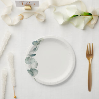 Elegant Eucalyptus Dinner Plate Coastal ペーパープレート