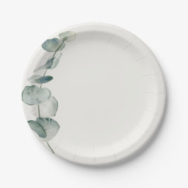 Elegant Eucalyptus Dinner Plate Coastal ペーパープレート