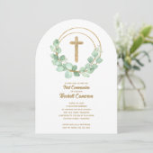 Elegant Eucalyptus First Communion 招待状 (スタンド正面)