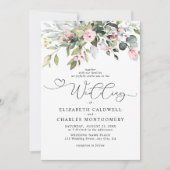 Elegant Eucalyptus Floral Greenery Script Wedding 招待状 (正面)