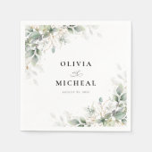 Elegant Eucalyptus Floral Greenery Wedding Napkins スタンダードカクテルナプキン (正面)