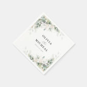 Elegant Eucalyptus Floral Greenery Wedding Napkins スタンダードカクテルナプキン (角)