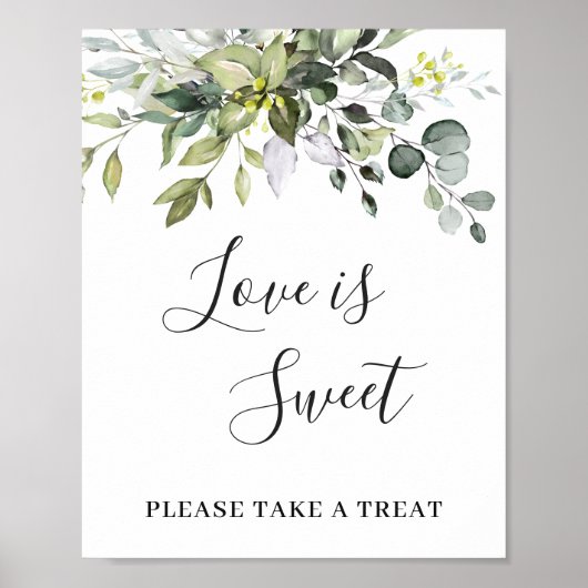 Elegant Eucalyptus Floral Love is Sweet Wedding ポスター (正面)