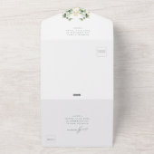 Elegant Eucalyptus Foliage Gold Green Wedding  オールインワン招待状 (外側)