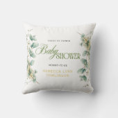 Elegant Eucalyptus Gender Neutral Baby Shower クッション (裏面)