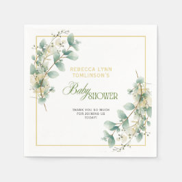 Elegant Eucalyptus Gender Neutral Baby Shower スタンダードカクテルナプキン