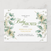 Elegant Eucalyptus Gender Neutral Baby Shower ポストカード (正面)