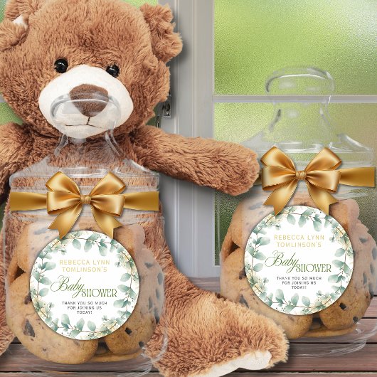 Elegant Eucalyptus Gender Neutral Baby Shower ラウンドシール