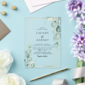 Elegant Eucalyptus Gold Frame Wedding アクリル招待状 (インサイチュ (ウェディング))