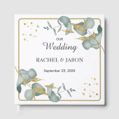 Elegant Eucalyptus Gold Glitter Greenery Wedding ゲストブック (正面)
