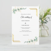 Elegant Eucalyptus Gold Wedding  招待状 (スタンド正面)