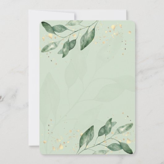Elegant Eucalyptus Gold Wedding Invitation 招待状 (裏面)