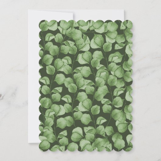 Elegant Eucalyptus Green Leaves Wedding Invitation 招待状 (裏面)