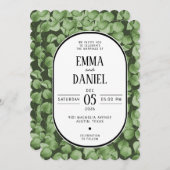 Elegant Eucalyptus Green Leaves Wedding Invitation 招待状 (正面/裏面)