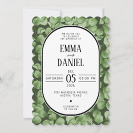 Elegant Eucalyptus Green Leaves Wedding Invitation 招待状