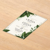 Elegant Eucalyptus Greenery and Gold Accents アクリル招待状 (レイダウン)