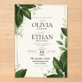 Elegant Eucalyptus Greenery and Gold Accents アクリル招待状 (正面)