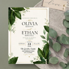 Elegant Eucalyptus Greenery and Gold Accents アクリル招待状