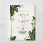 Elegant Eucalyptus Greenery and Gold Accents 招待状 (正面)