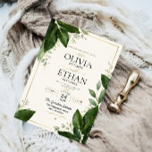 Elegant Eucalyptus Greenery and Gold Accents 招待状