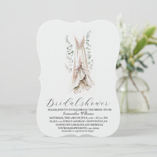 Elegant Eucalyptus Greenery Bridal Shower 招待状 (スタンド正面)