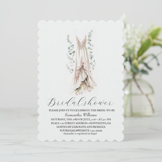 Elegant Eucalyptus Greenery Bridal Shower 招待状 (スタンド正面)