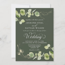 Elegant Eucalyptus Greenery Double-Sided Wedding 招待状